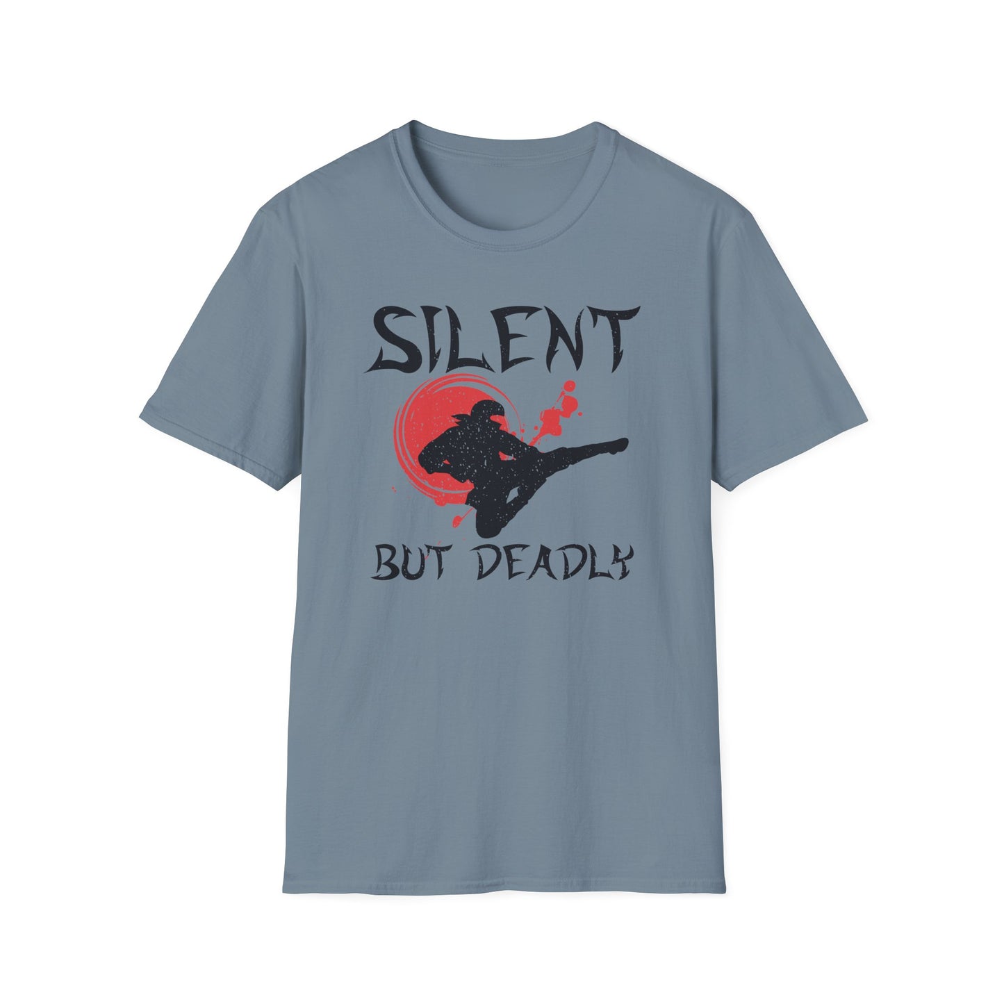 Silent But Deadly Funny Ninja Distressed-Look T-Shirt
