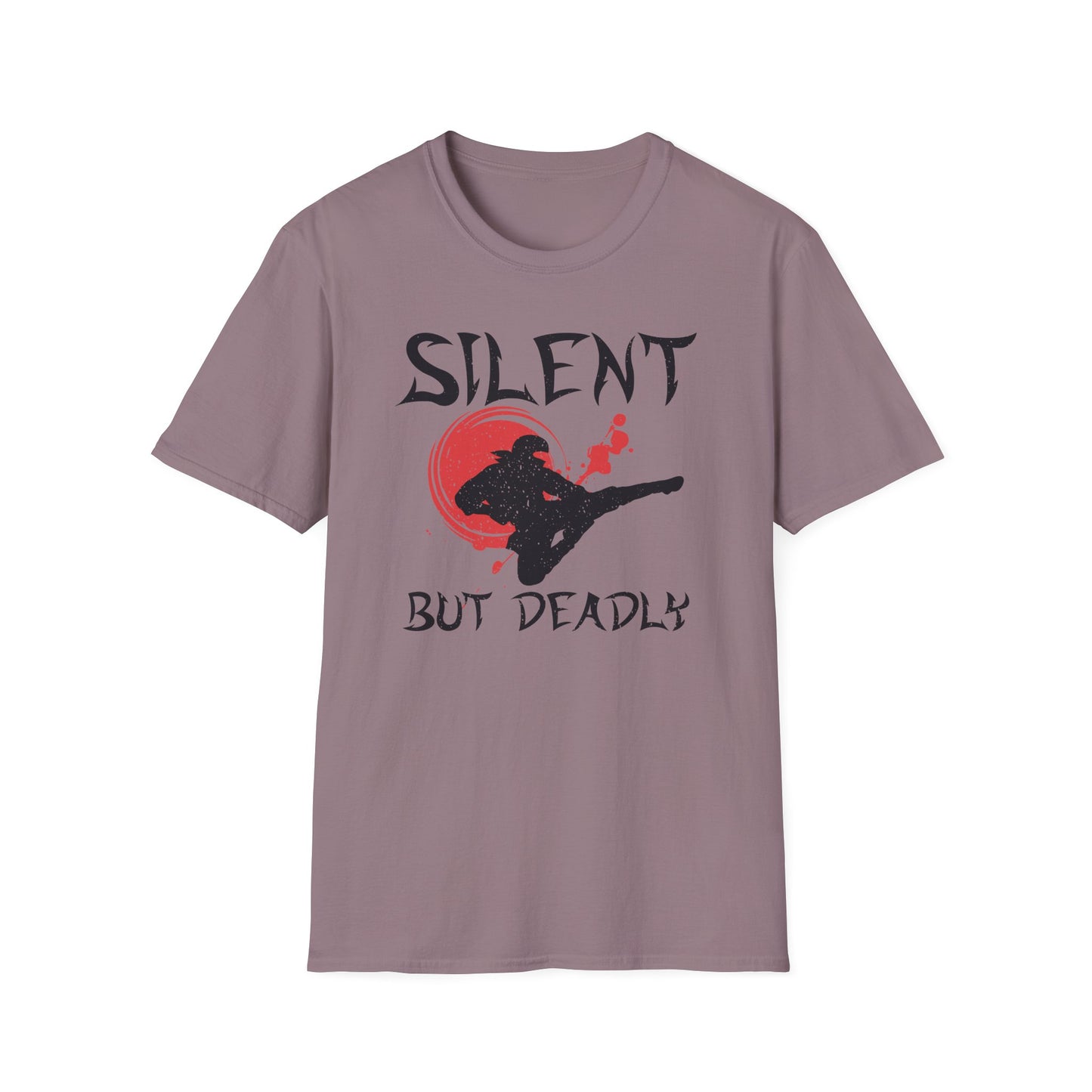 Silent But Deadly Funny Ninja Distressed-Look T-Shirt