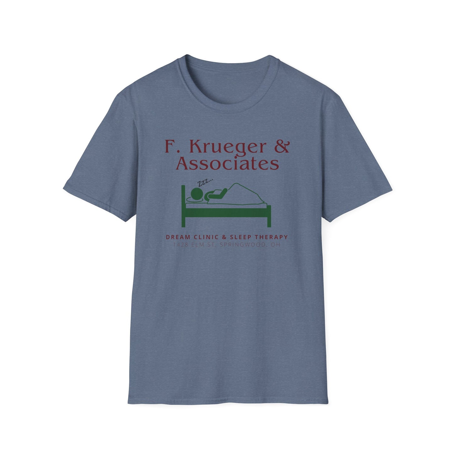 Nightmare on Elm Street Krueger Dream Clinic Funny Horror Movie Unisex T-Shirt (Design in Red and Green)