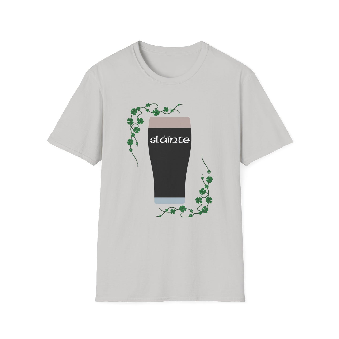 St. Patrick's Day T-Shirt with Guinness Pint and Shamrock Design - Slainte!
