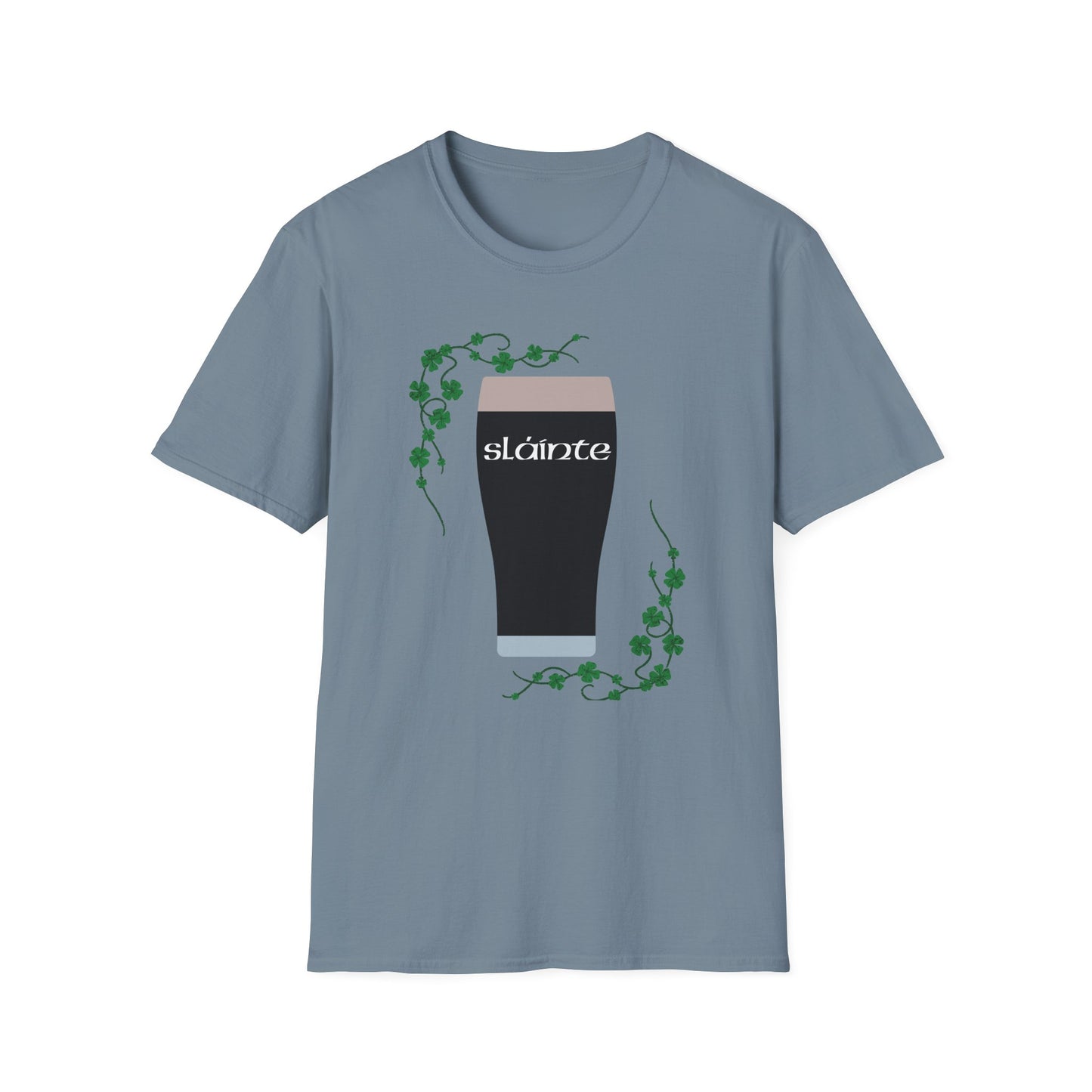 St. Patrick's Day T-Shirt with Guinness Pint and Shamrock Design - Slainte!