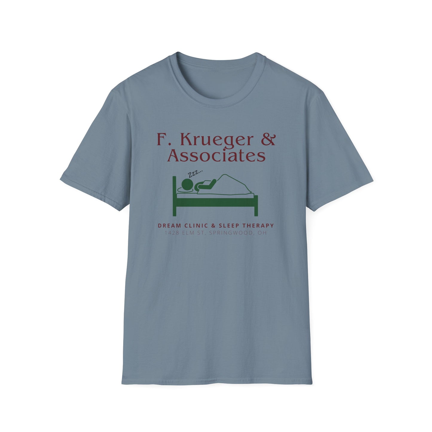 Nightmare on Elm Street Krueger Dream Clinic Funny Horror Movie Unisex T-Shirt (Design in Red and Green)
