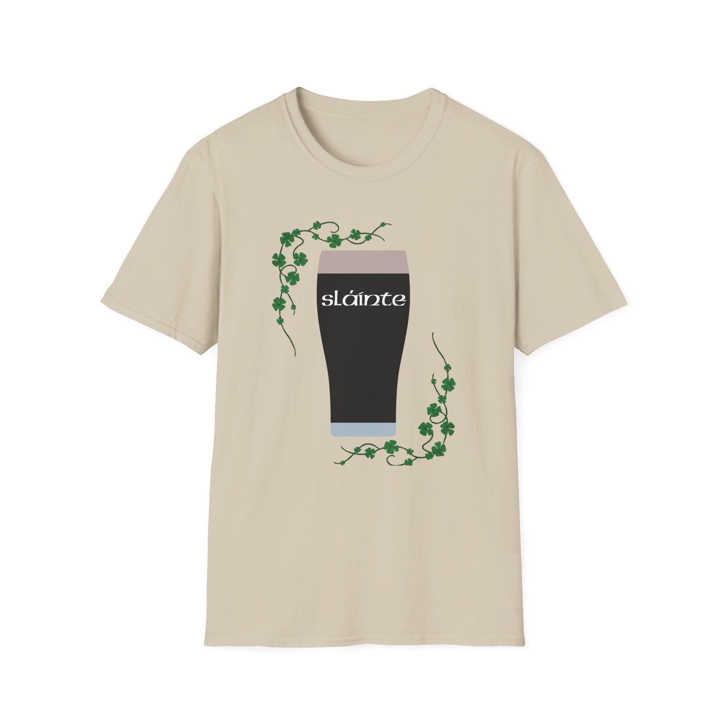 St. Patrick's Day T-Shirt with Guinness Pint and Shamrock Design - Slainte!