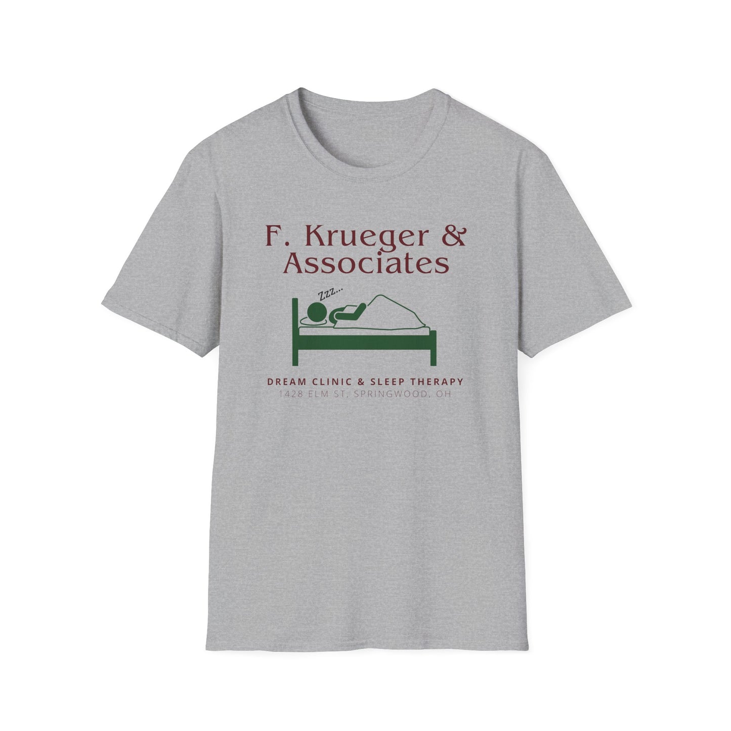 Nightmare on Elm Street Krueger Dream Clinic Funny Horror Movie Unisex T-Shirt (Design in Red and Green)
