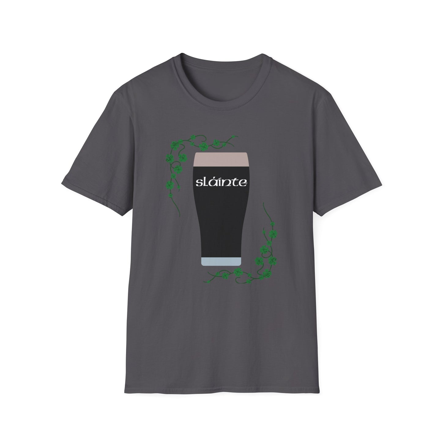 St. Patrick's Day T-Shirt with Guinness Pint and Shamrock Design - Slainte!