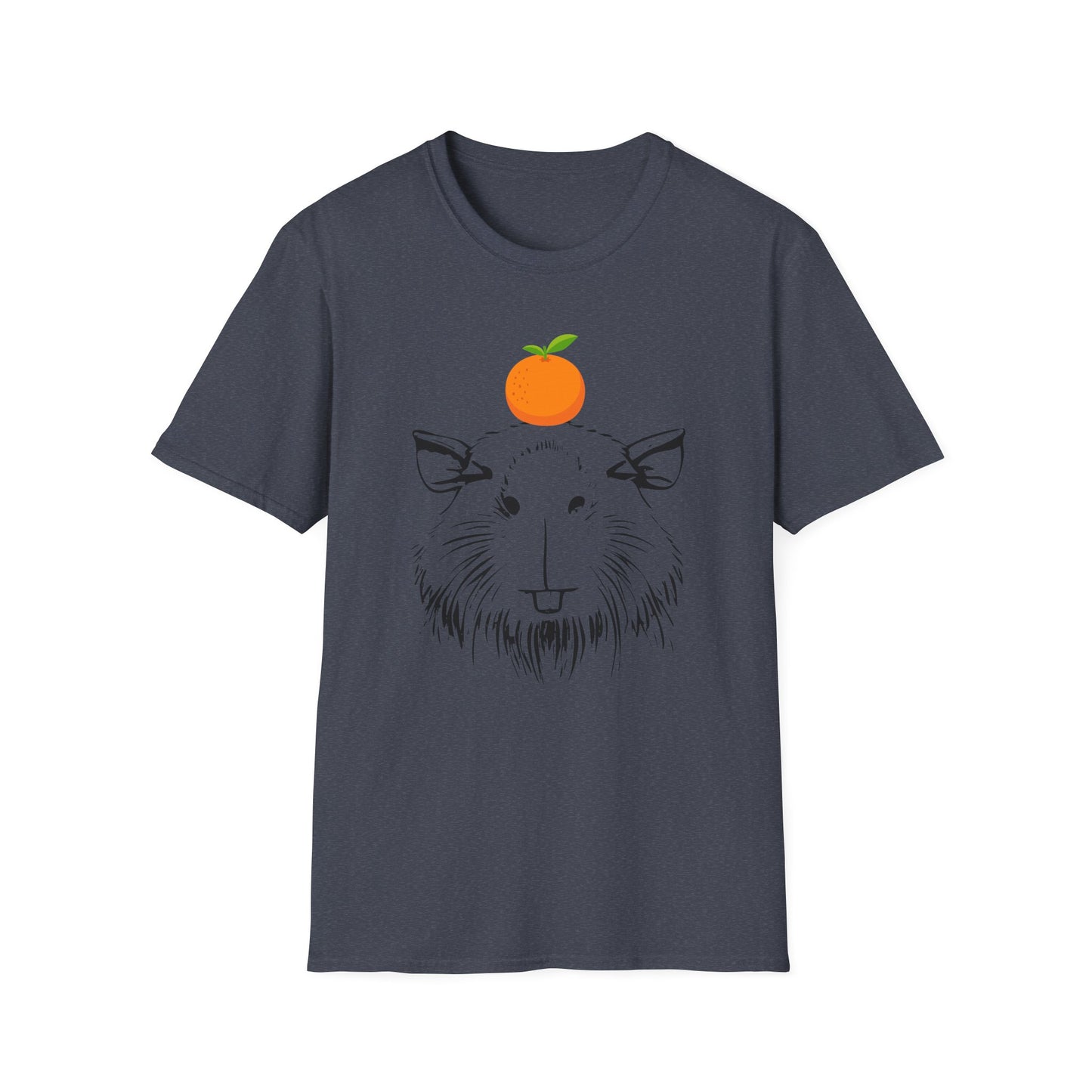 Capybara Softstyle T-Shirt with Orange on Head