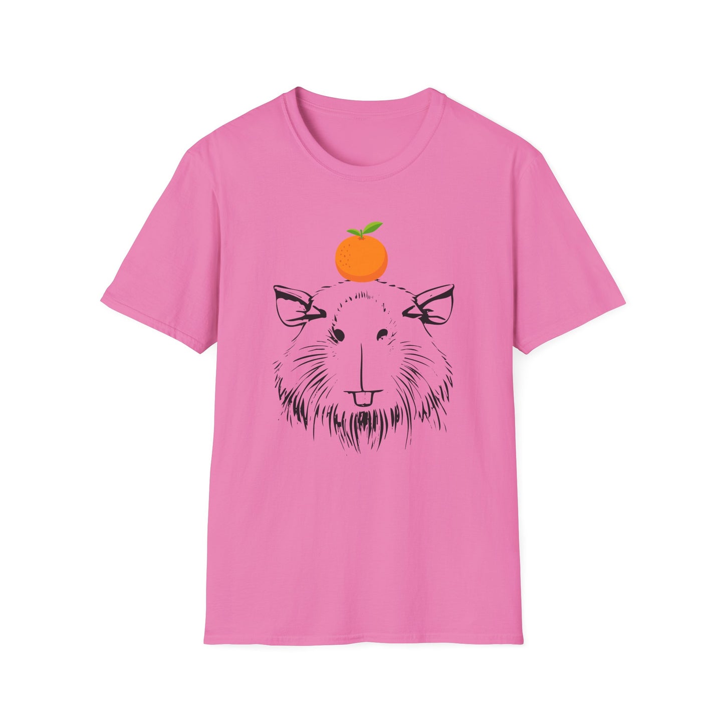 Capybara Softstyle T-Shirt with Orange on Head