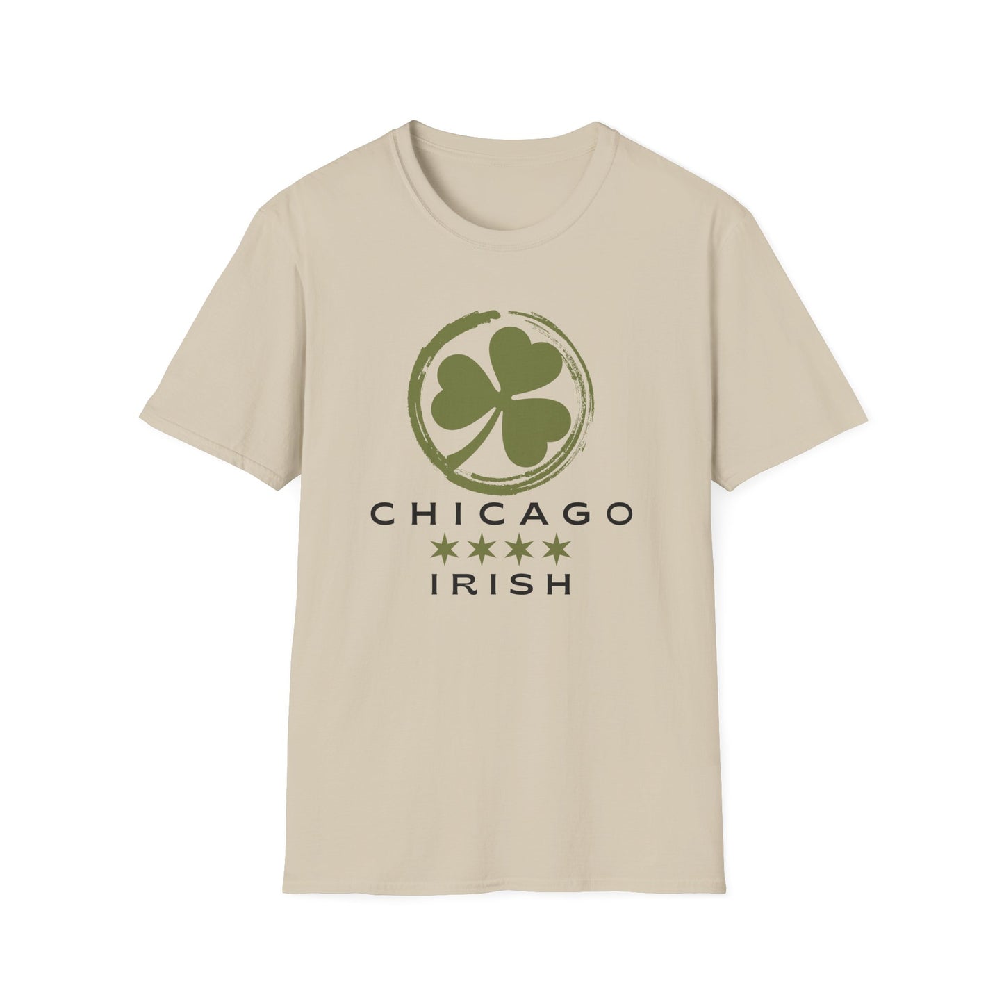 Chicago Irish with Shamrock and Chicago Flag Stars T-shirt