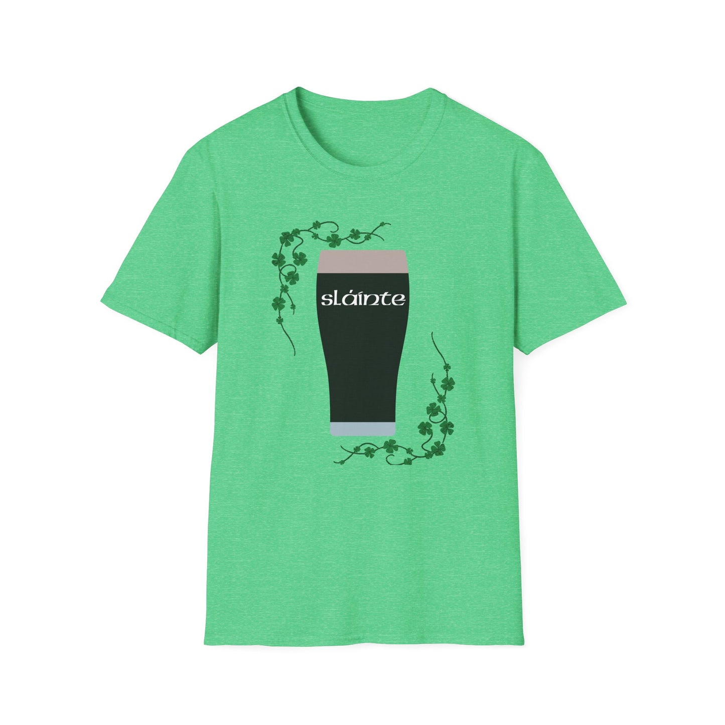 St. Patrick's Day T-Shirt with Guinness Pint and Shamrock Design - Slainte!