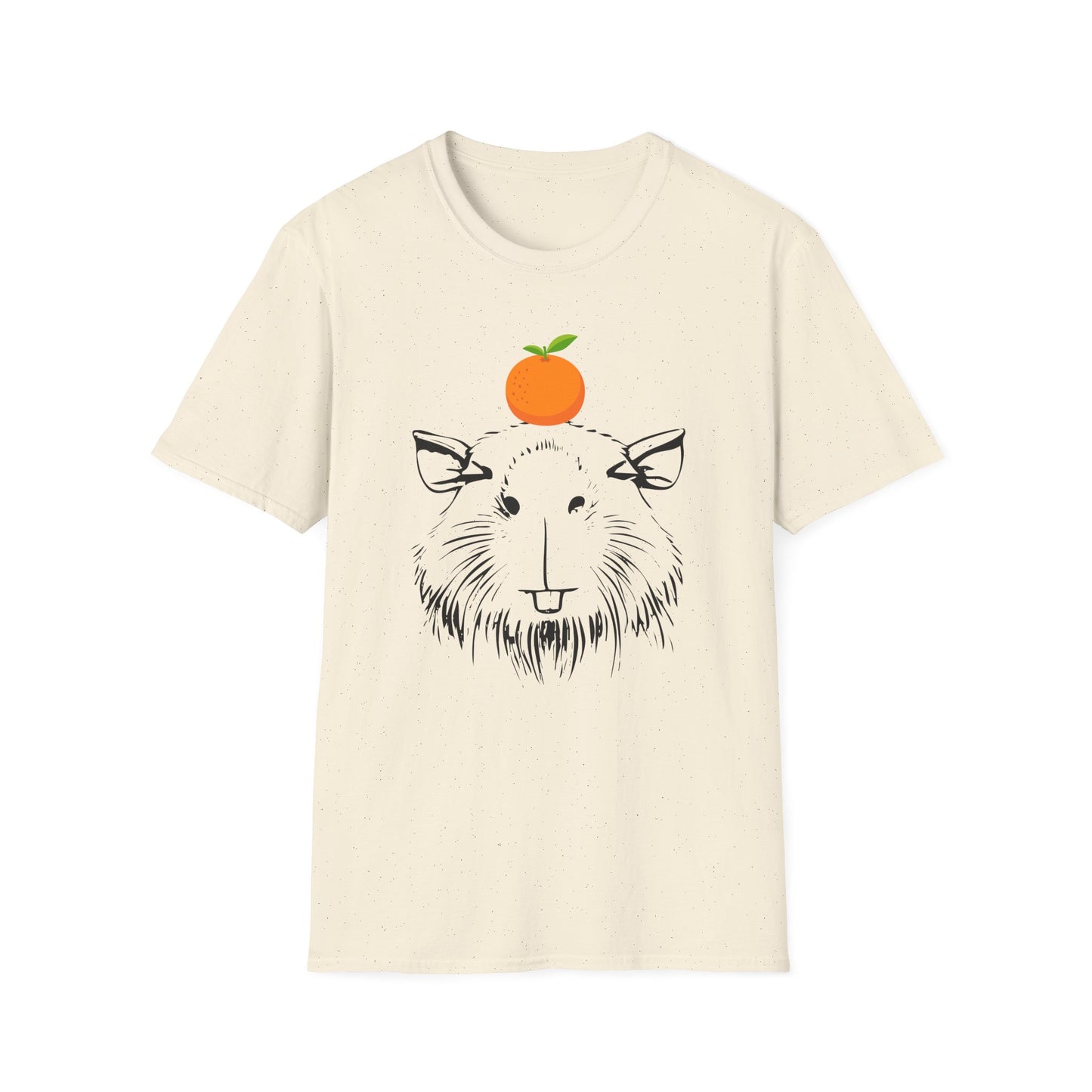 Capybara Softstyle T-Shirt with Orange on Head