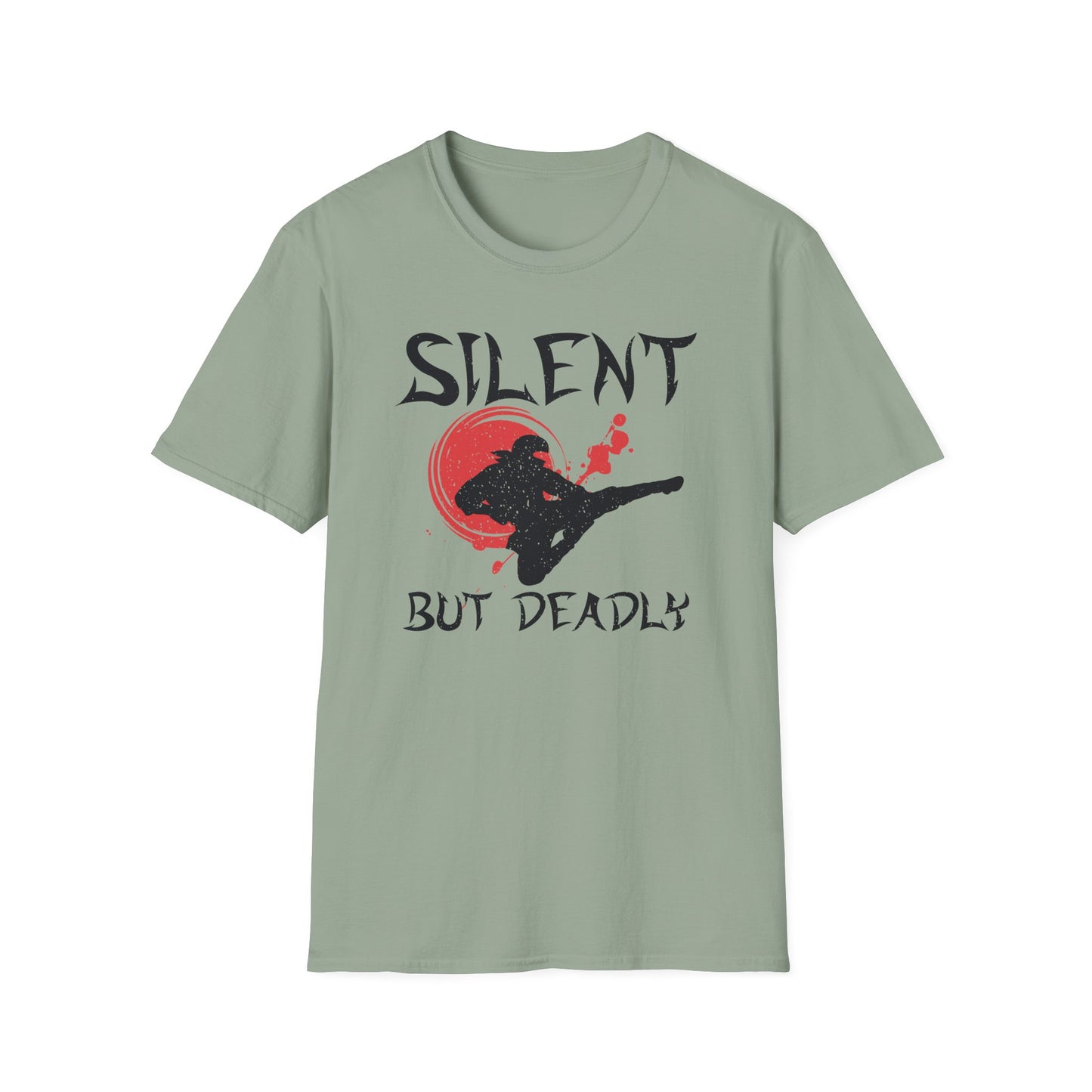 Silent But Deadly Funny Ninja Distressed-Look T-Shirt