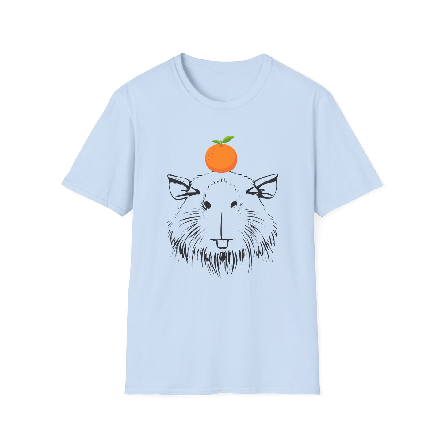 Capybara Softstyle T-Shirt with Orange on Head