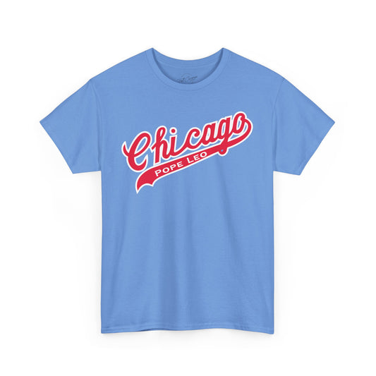 Pope Leo Chicago White Sox Style 1970s Throwback T-Shirt with 'Chicago Pope Leo' on the Front