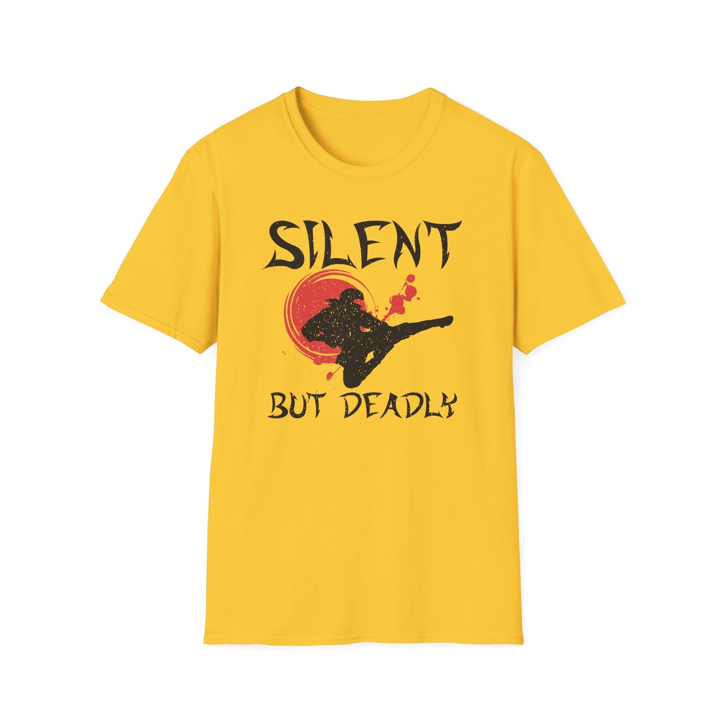 Silent But Deadly Funny Ninja Distressed-Look T-Shirt