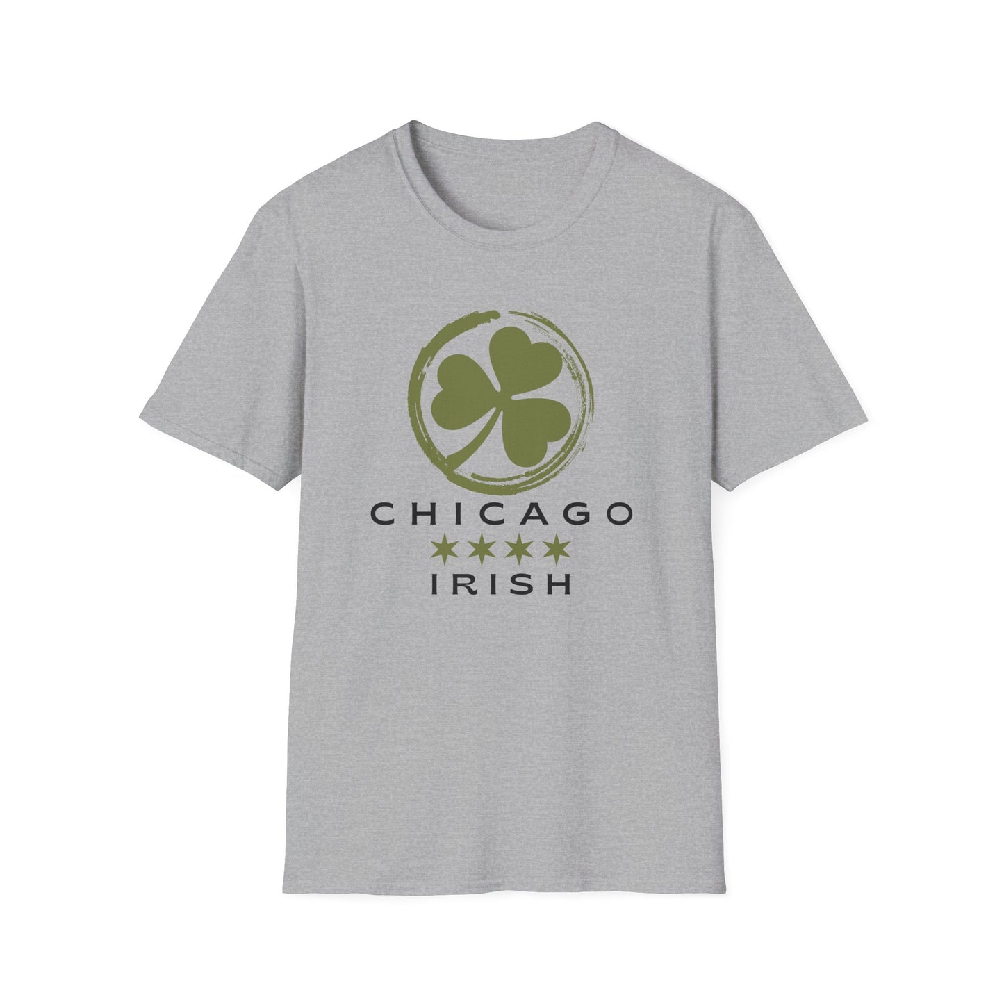 Chicago Irish with Shamrock and Chicago Flag Stars T-shirt