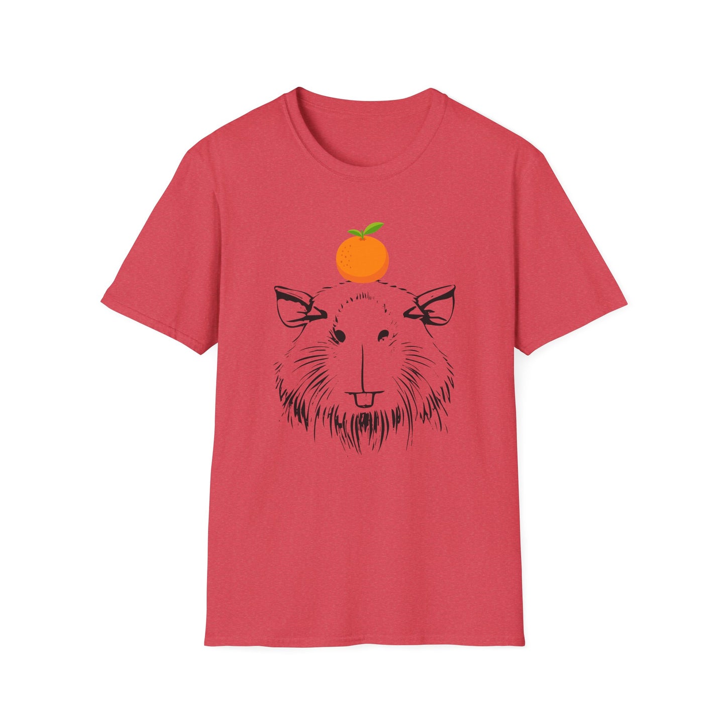 Capybara Softstyle T-Shirt with Orange on Head
