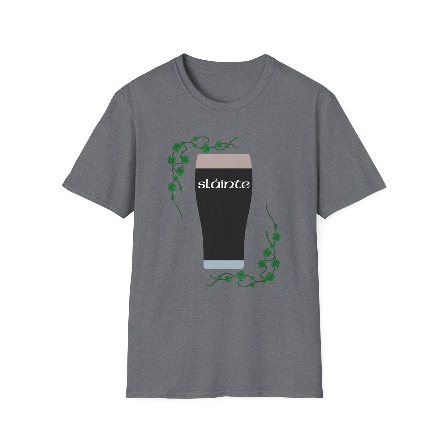St. Patrick's Day T-Shirt with Guinness Pint and Shamrock Design - Slainte!