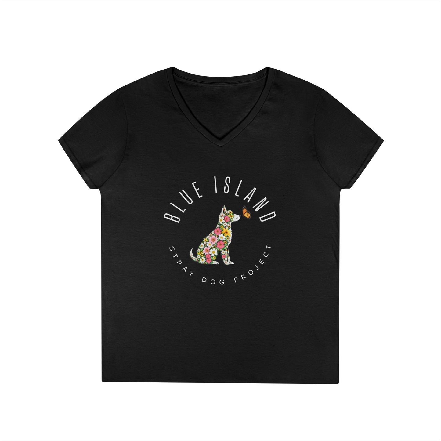 Blue Island Stray Dog Project Spring Design Ladies V‑Neck (Women's Sizes)