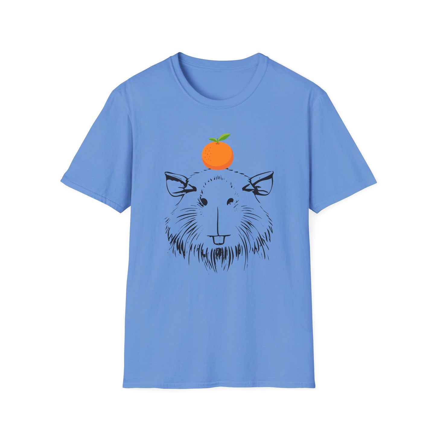 Capybara Softstyle T-Shirt with Orange on Head