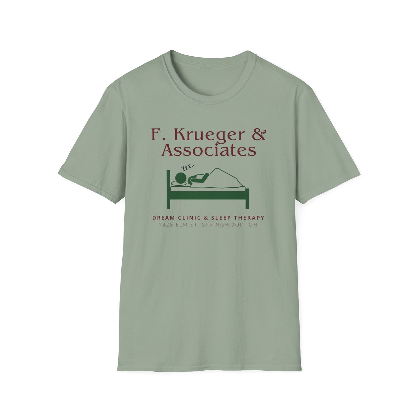 Nightmare on Elm Street Krueger Dream Clinic Funny Horror Movie Unisex T-Shirt (Design in Red and Green)