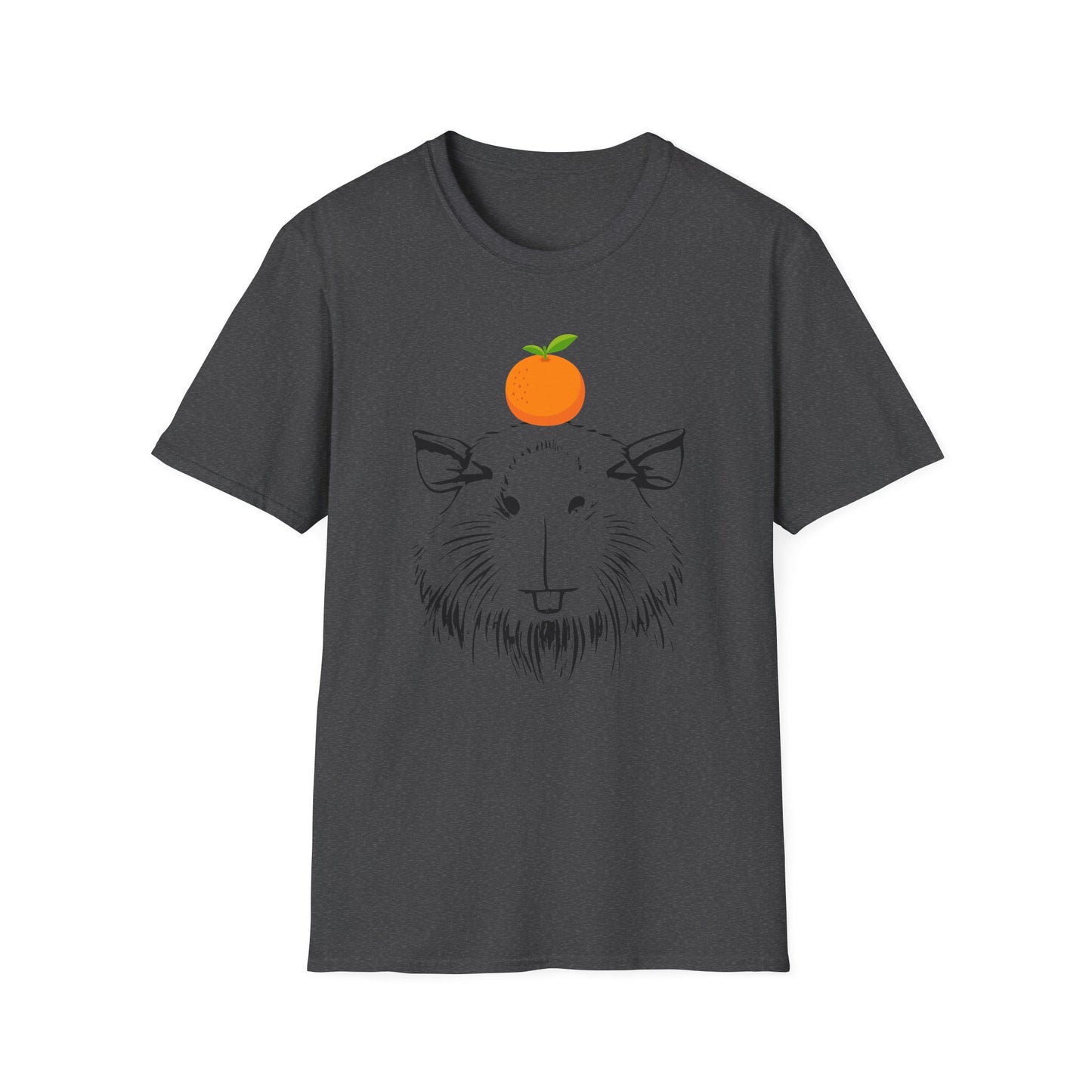 Capybara Softstyle T-Shirt with Orange on Head