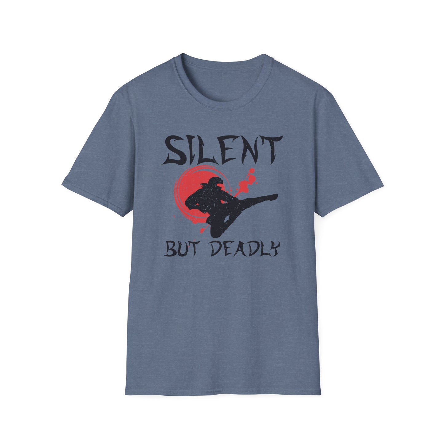 Silent But Deadly Funny Ninja Distressed-Look T-Shirt