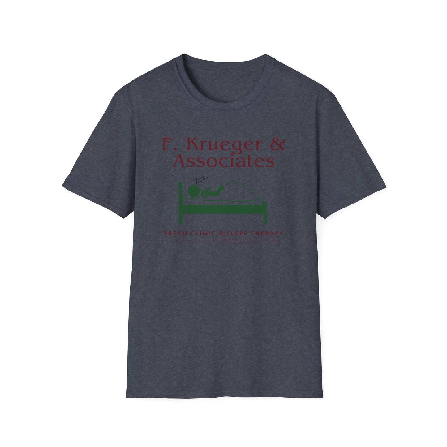 Nightmare on Elm Street Krueger Dream Clinic Funny Horror Movie Unisex T-Shirt (Design in Red and Green)