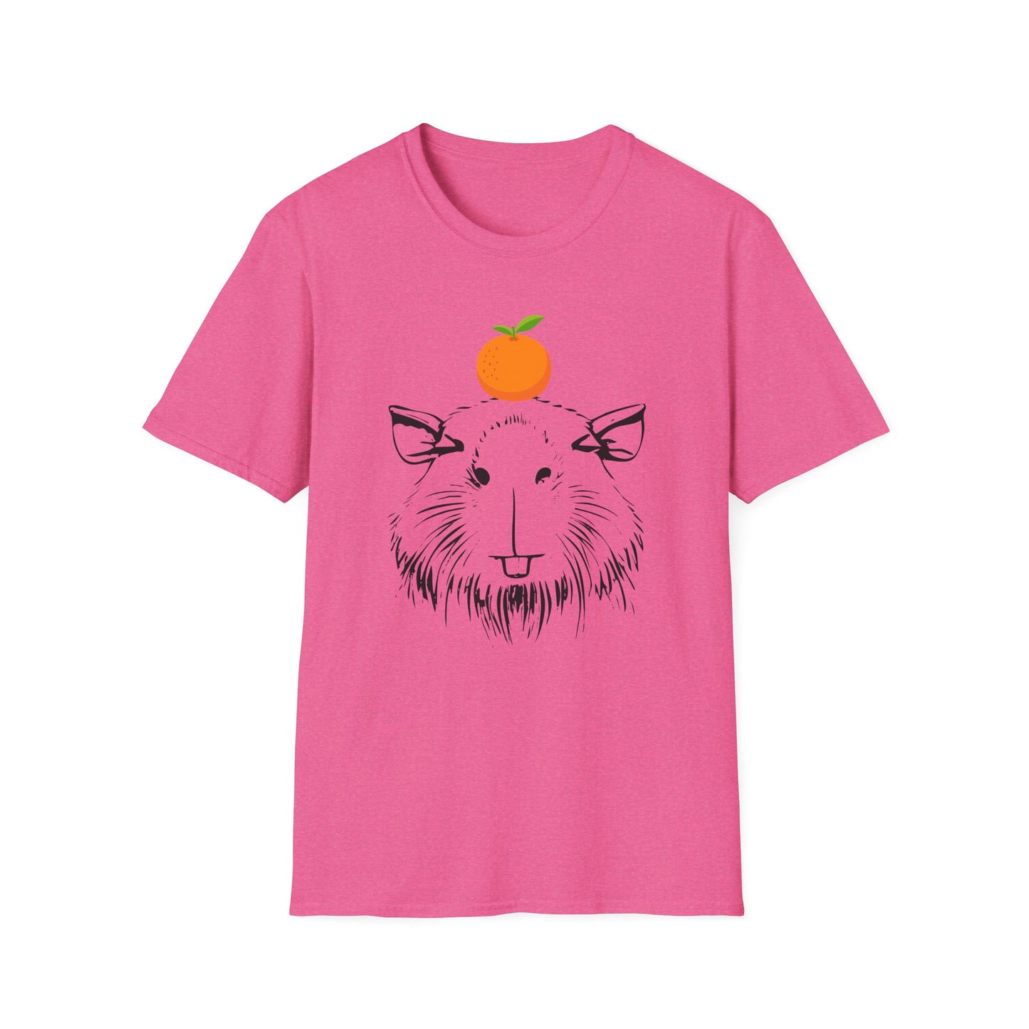 Capybara Softstyle T-Shirt with Orange on Head