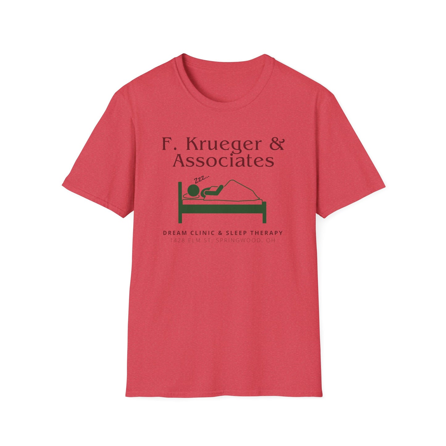 Nightmare on Elm Street Krueger Dream Clinic Funny Horror Movie Unisex T-Shirt (Design in Red and Green)
