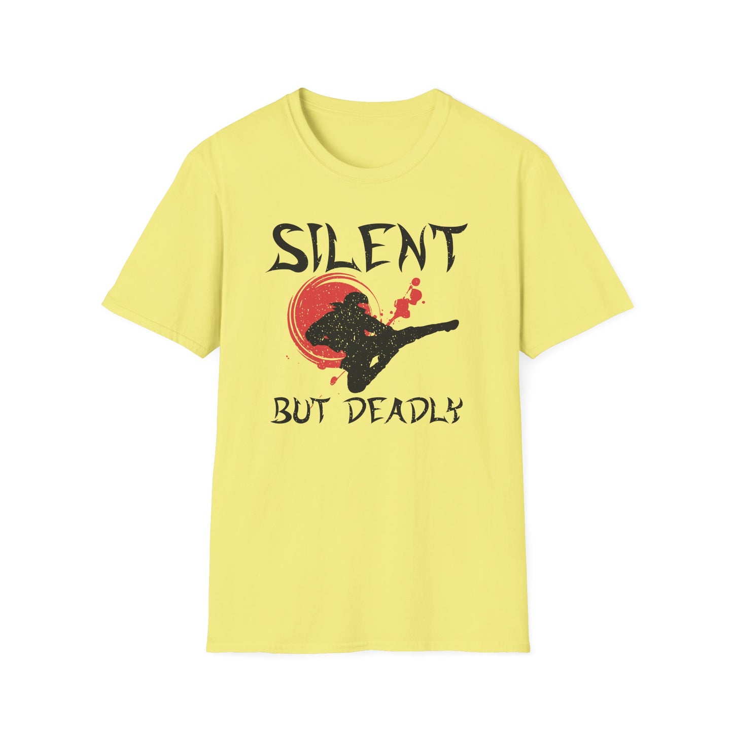 Silent But Deadly Funny Ninja Distressed-Look T-Shirt