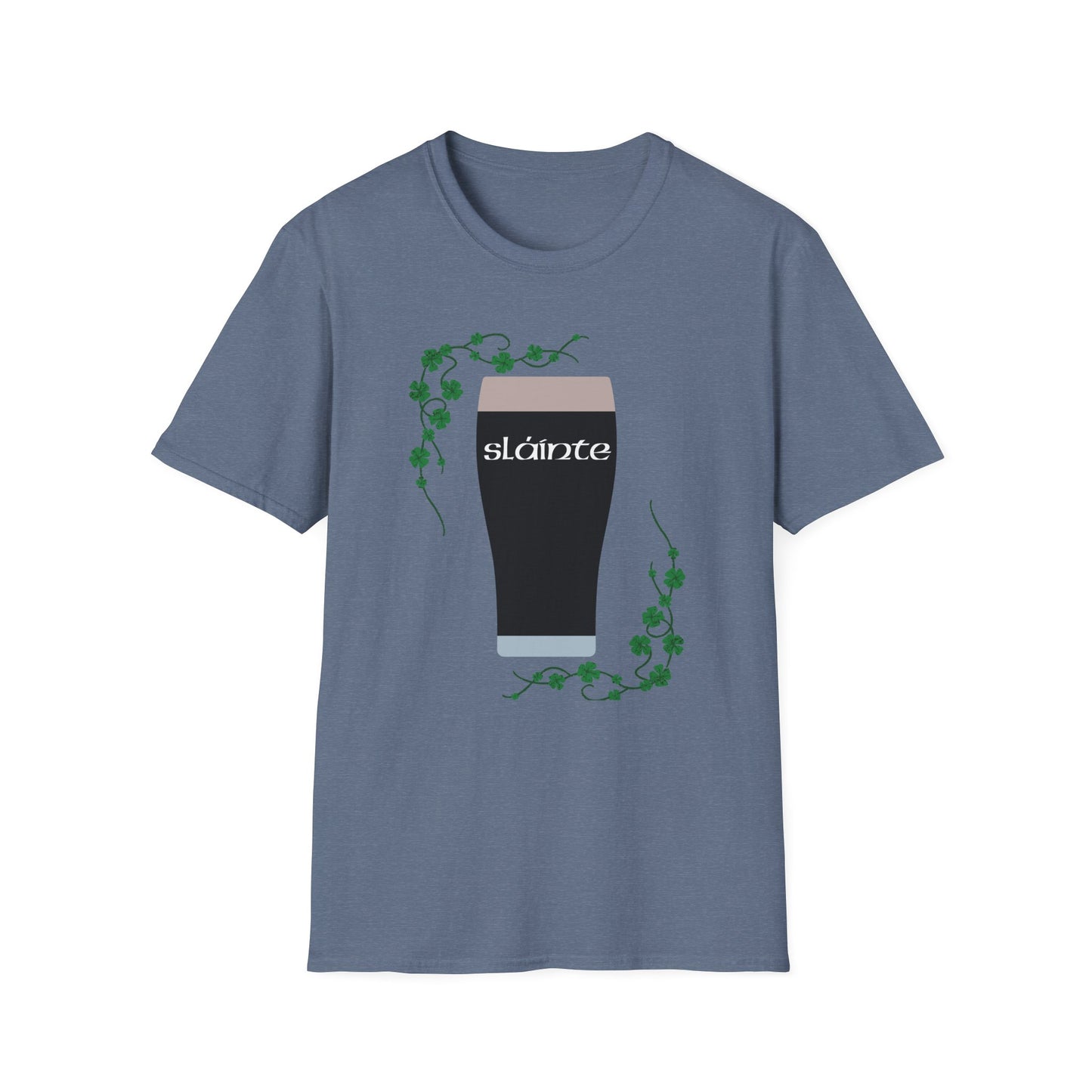 St. Patrick's Day T-Shirt with Guinness Pint and Shamrock Design - Slainte!