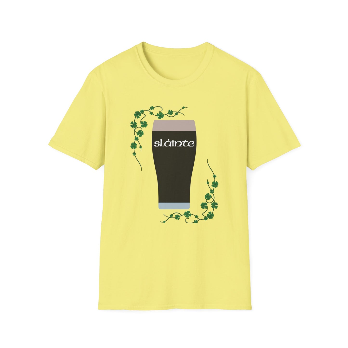 St. Patrick's Day T-Shirt with Guinness Pint and Shamrock Design - Slainte!
