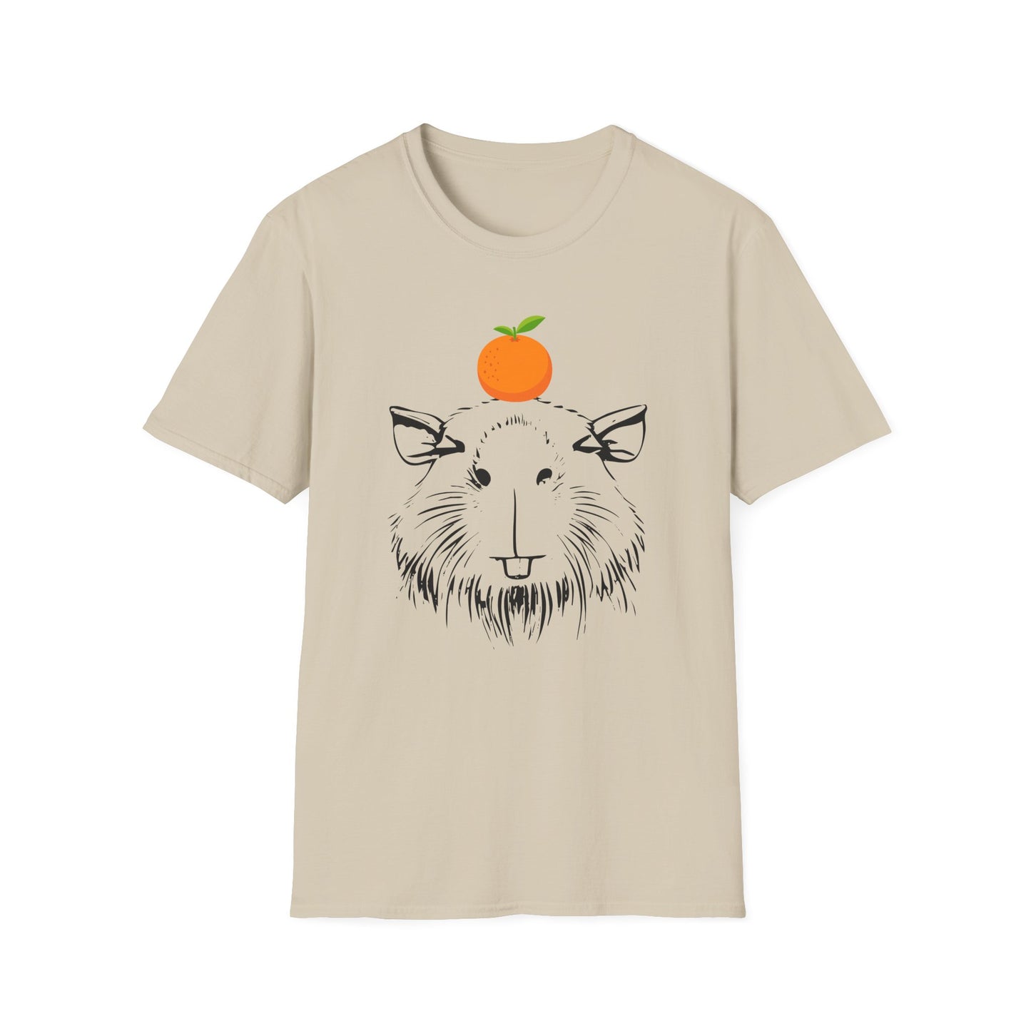 Capybara Softstyle T-Shirt with Orange on Head
