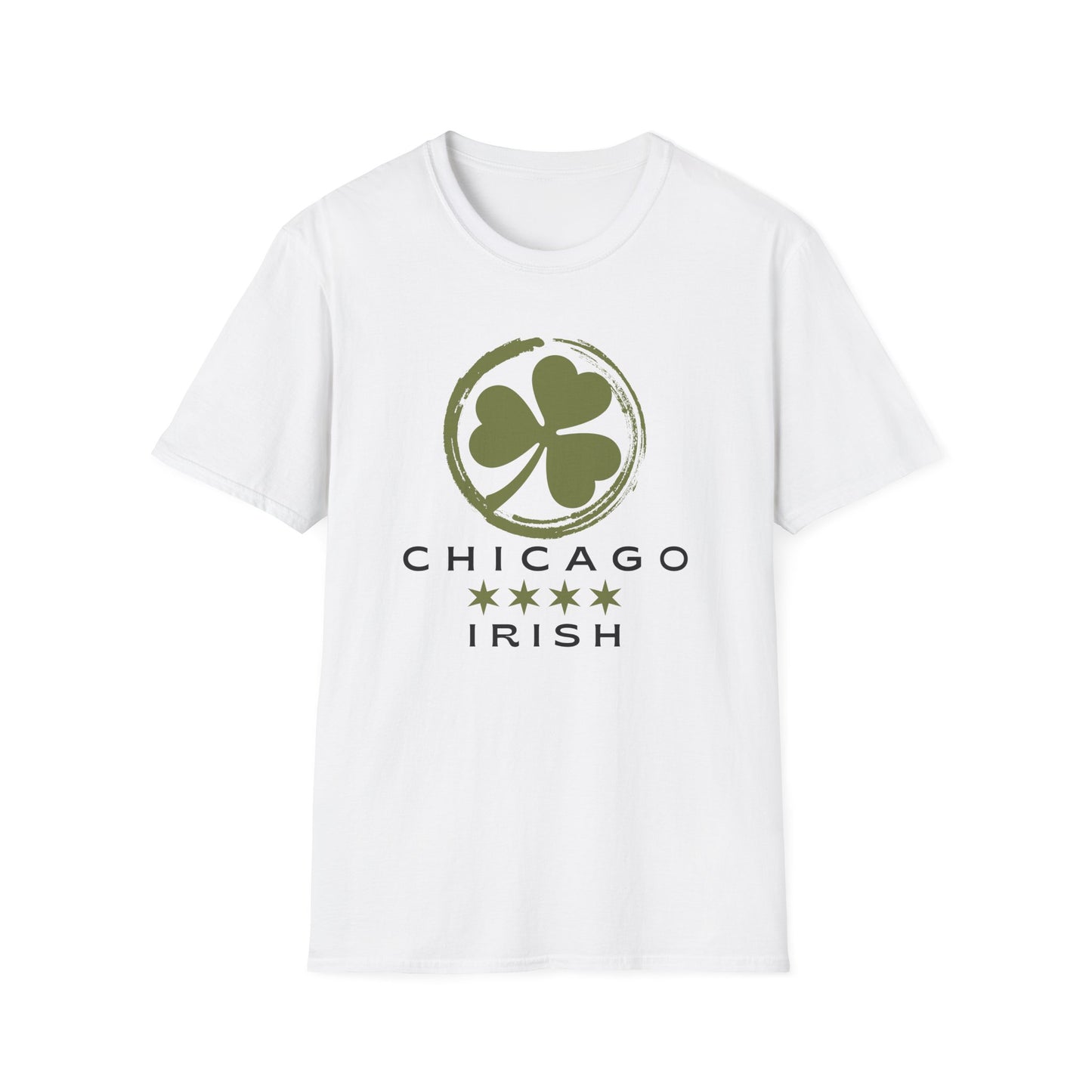 Chicago Irish with Shamrock and Chicago Flag Stars T-shirt