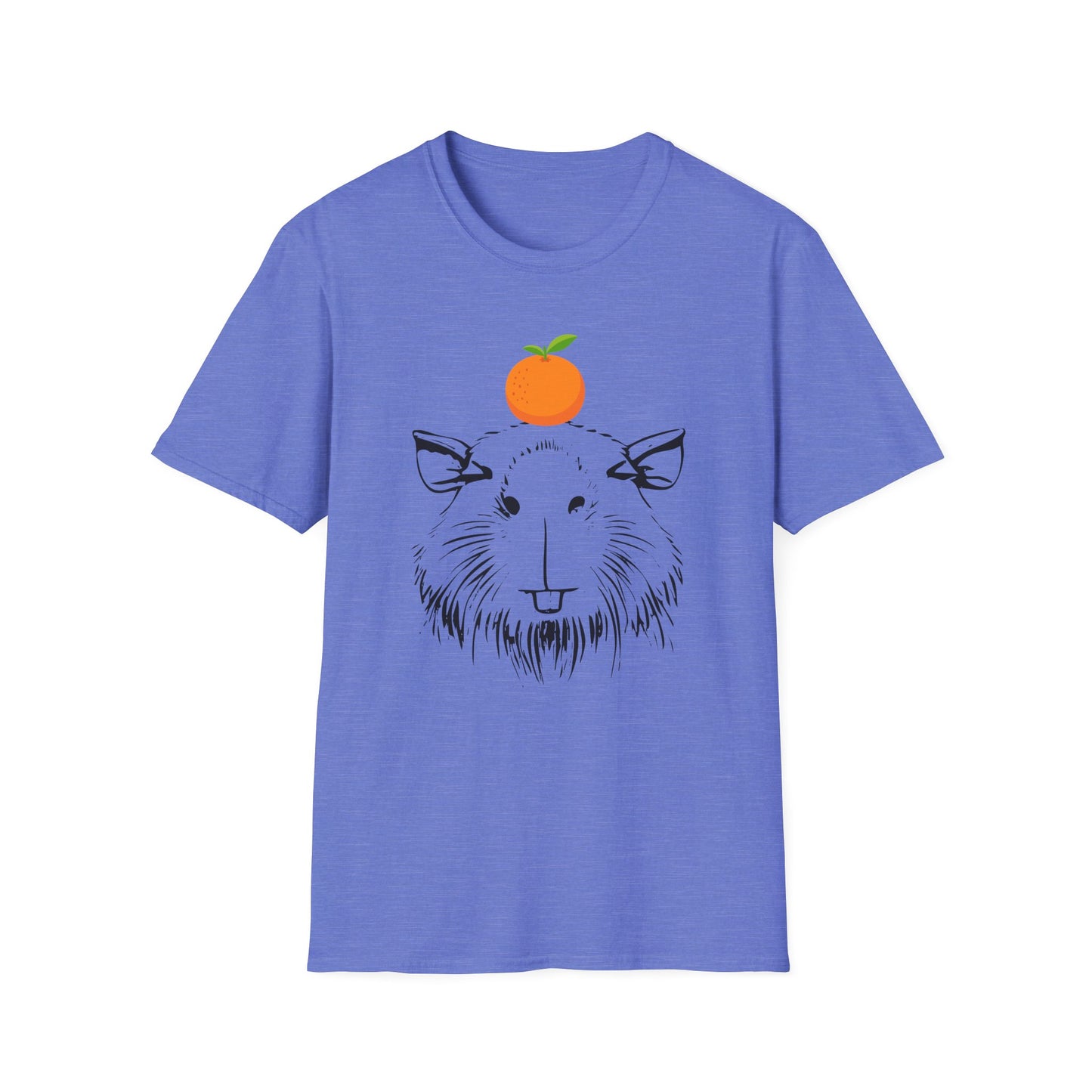 Capybara Softstyle T-Shirt with Orange on Head