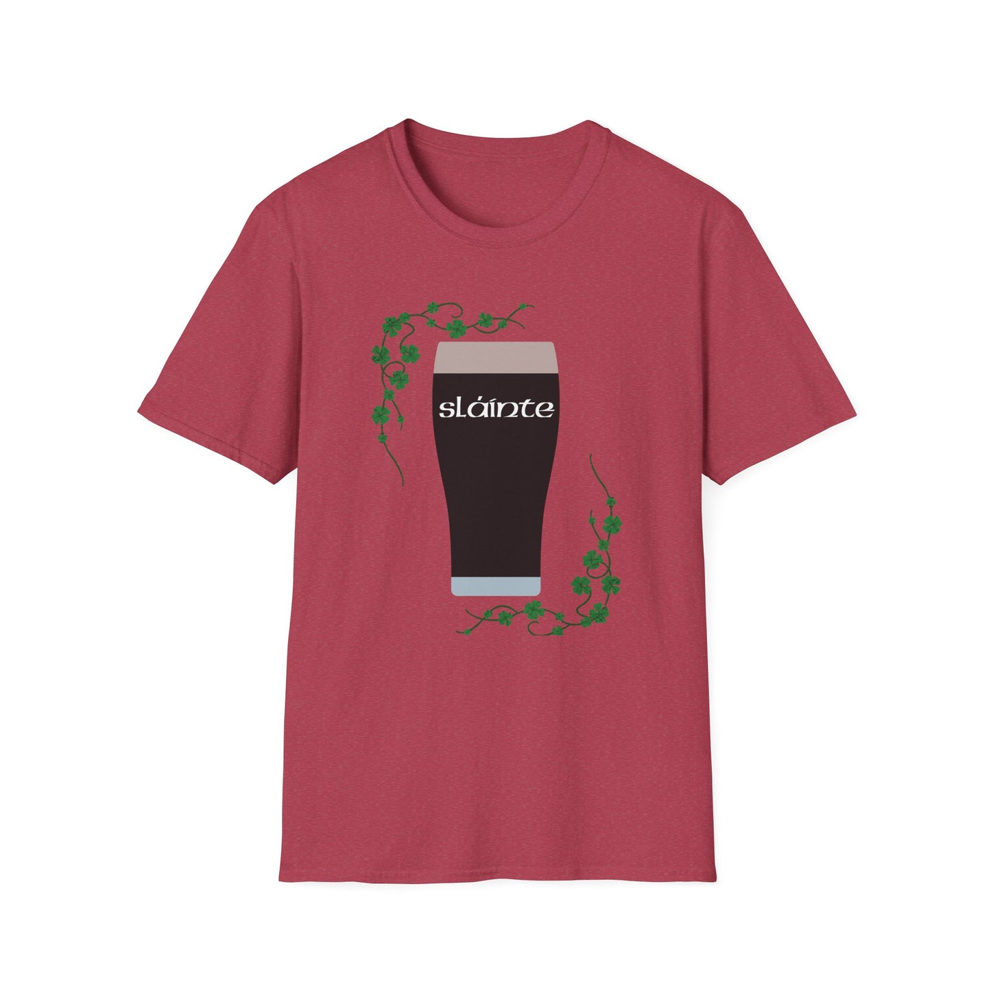 St. Patrick's Day T-Shirt with Guinness Pint and Shamrock Design - Slainte!