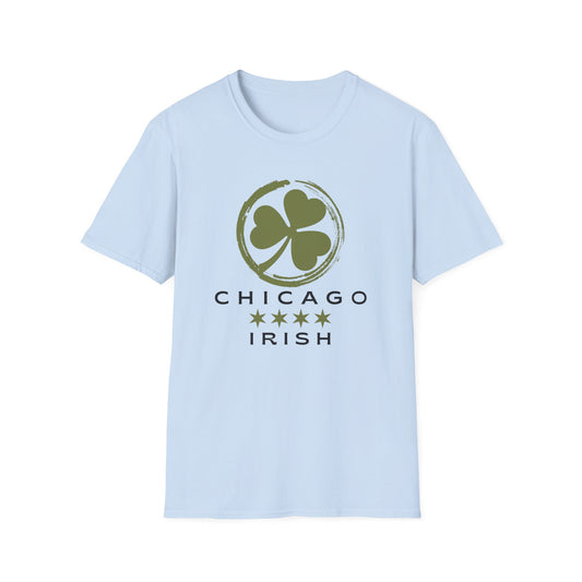 Chicago Irish with Shamrock and Chicago Flag Stars T-shirt