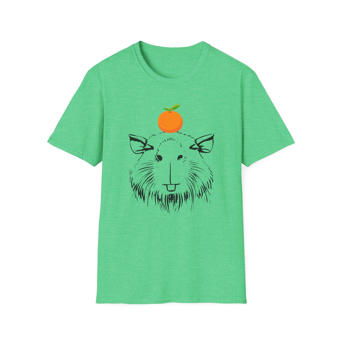 Capybara Softstyle T-Shirt with Orange on Head