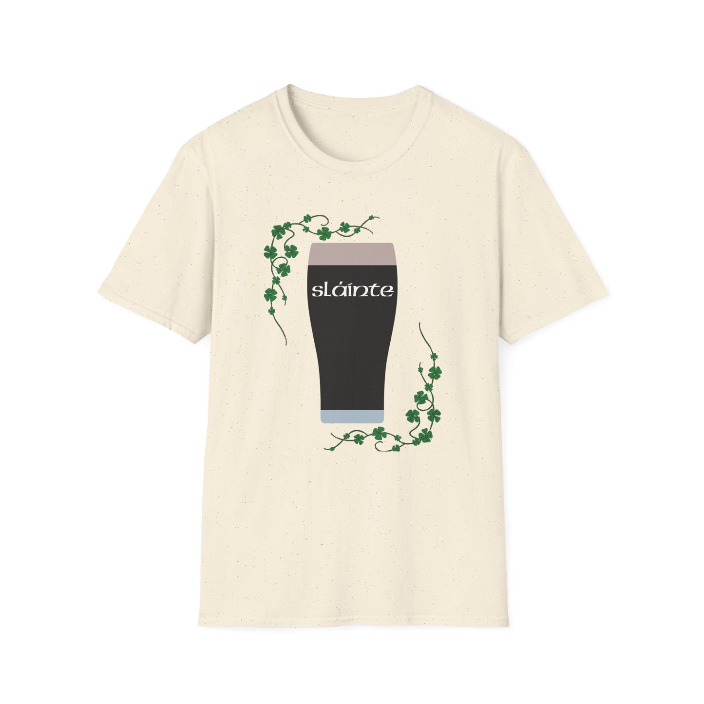 St. Patrick's Day T-Shirt with Guinness Pint and Shamrock Design - Slainte!