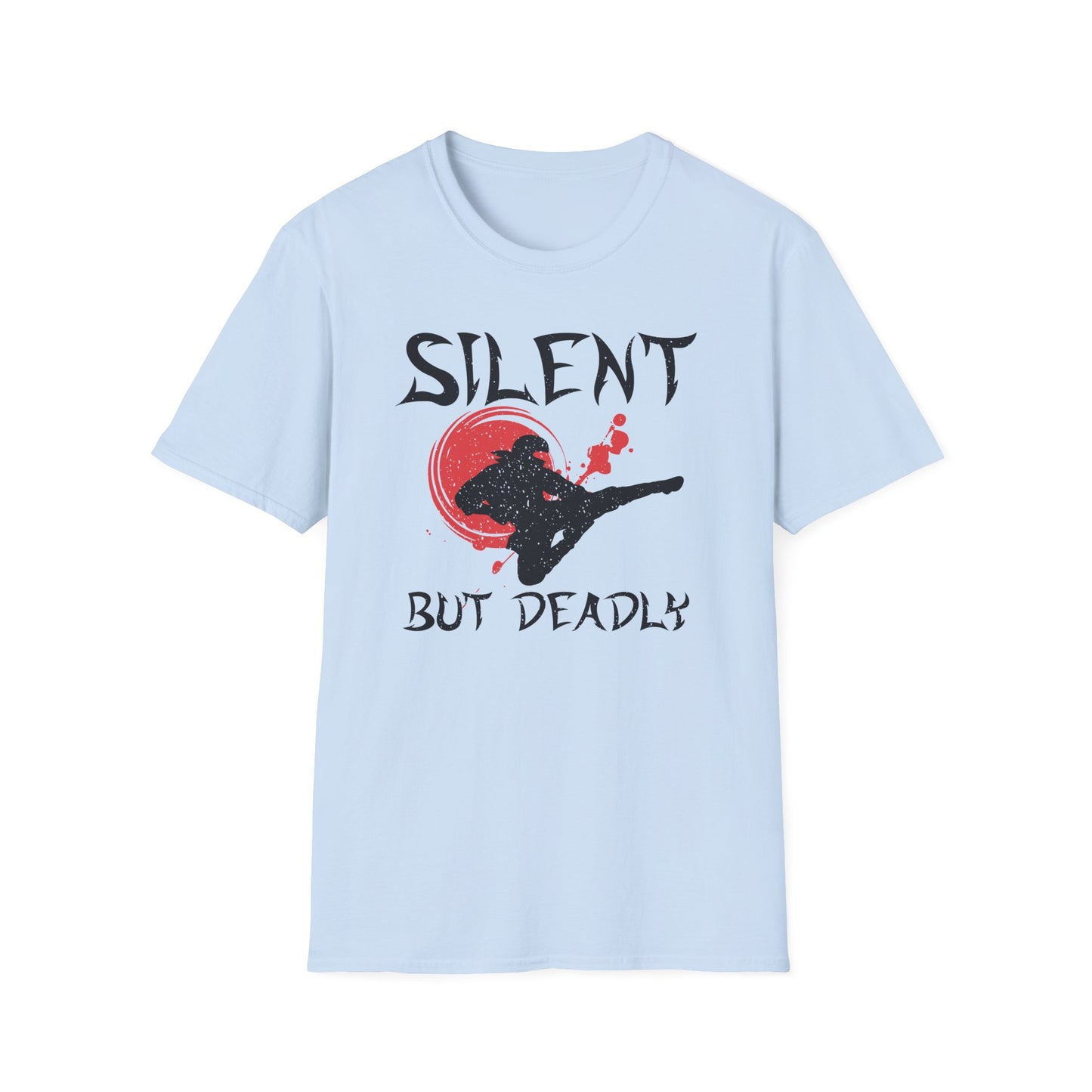 Silent But Deadly Funny Ninja Distressed-Look T-Shirt