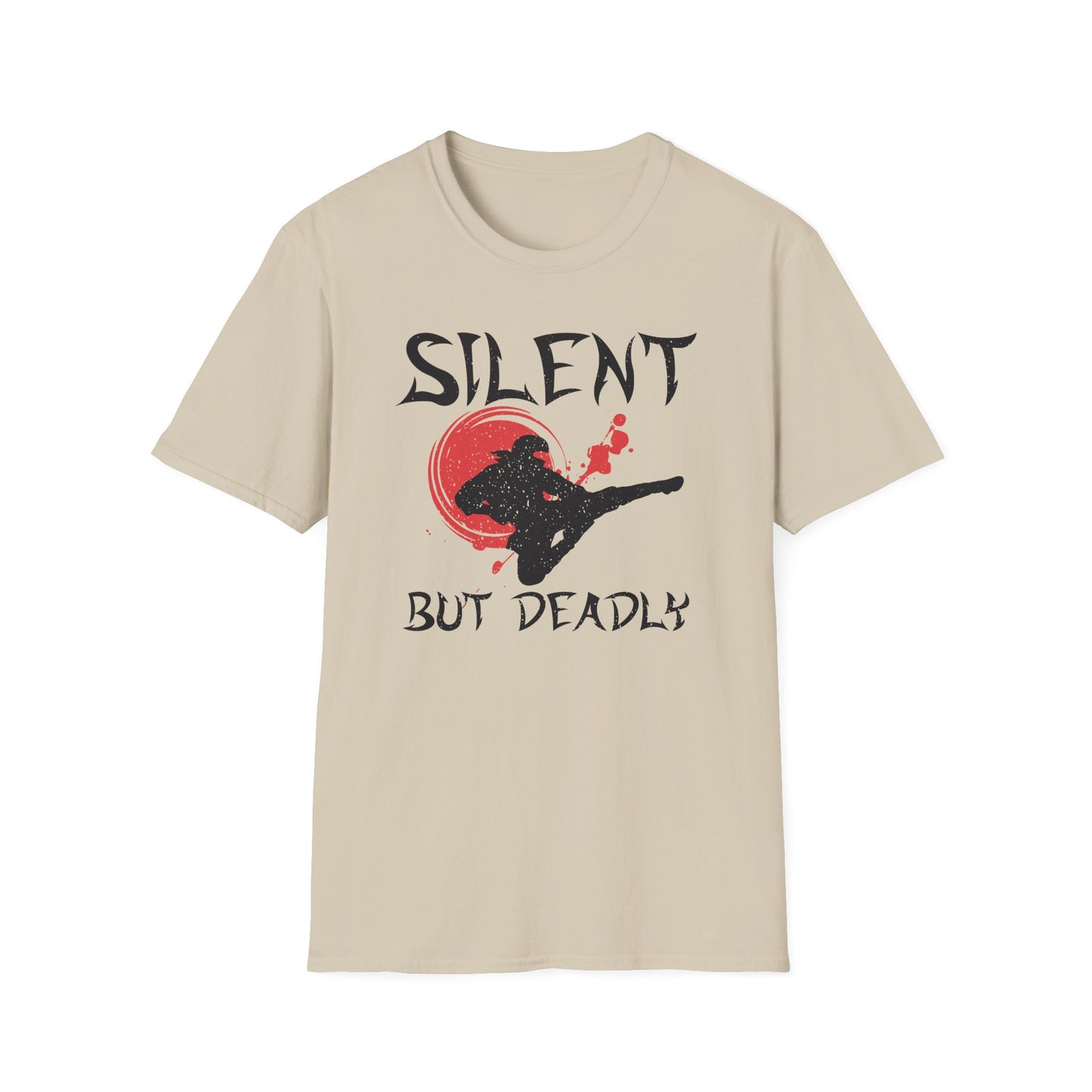 Silent But Deadly Funny Ninja Distressed-Look T-Shirt