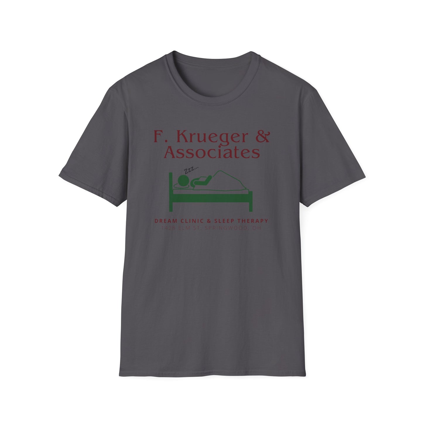 Nightmare on Elm Street Krueger Dream Clinic Funny Horror Movie Unisex T-Shirt (Design in Red and Green)