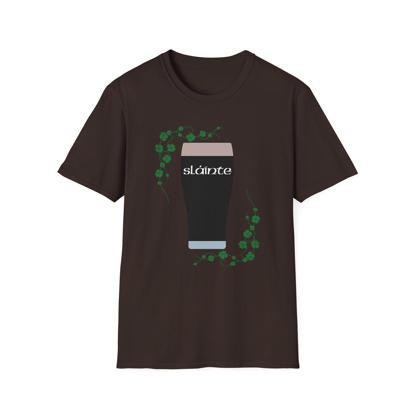 St. Patrick's Day T-Shirt with Guinness Pint and Shamrock Design - Slainte!