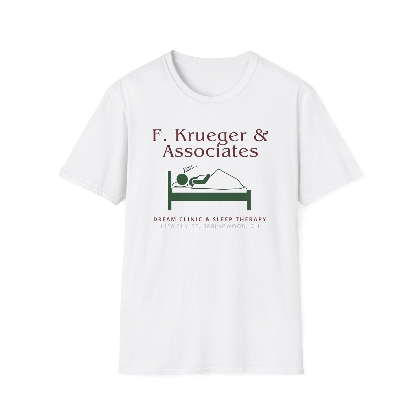 Nightmare on Elm Street Krueger Dream Clinic Funny Horror Movie Unisex T-Shirt (Design in Red and Green)