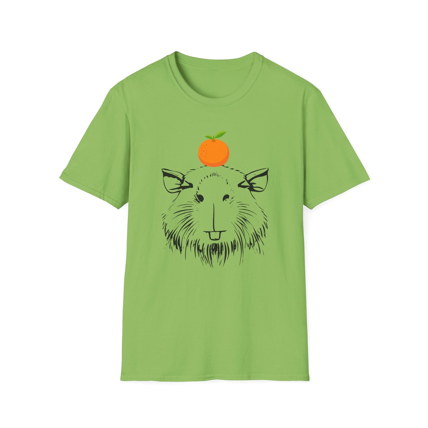 Capybara Softstyle T-Shirt with Orange on Head