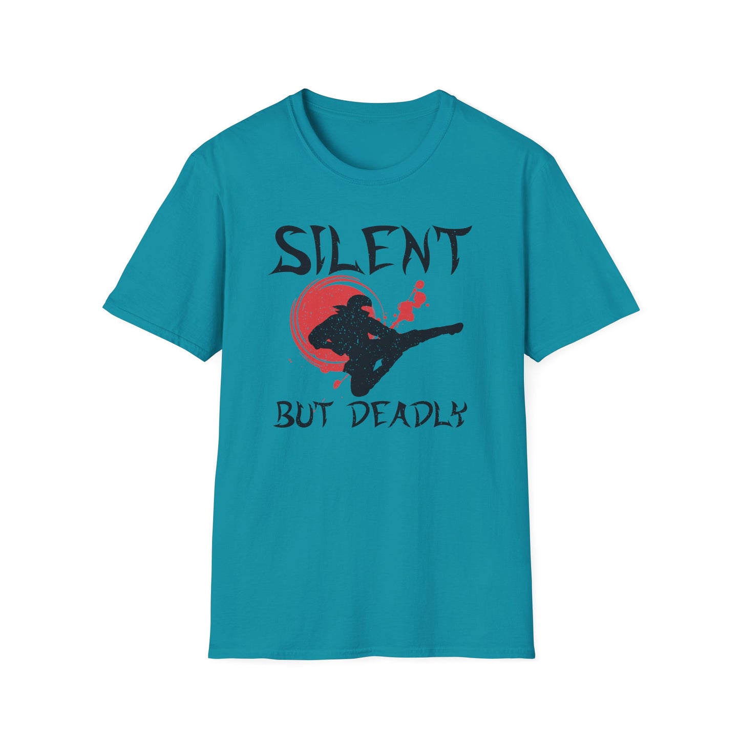 Silent But Deadly Funny Ninja Distressed-Look T-Shirt