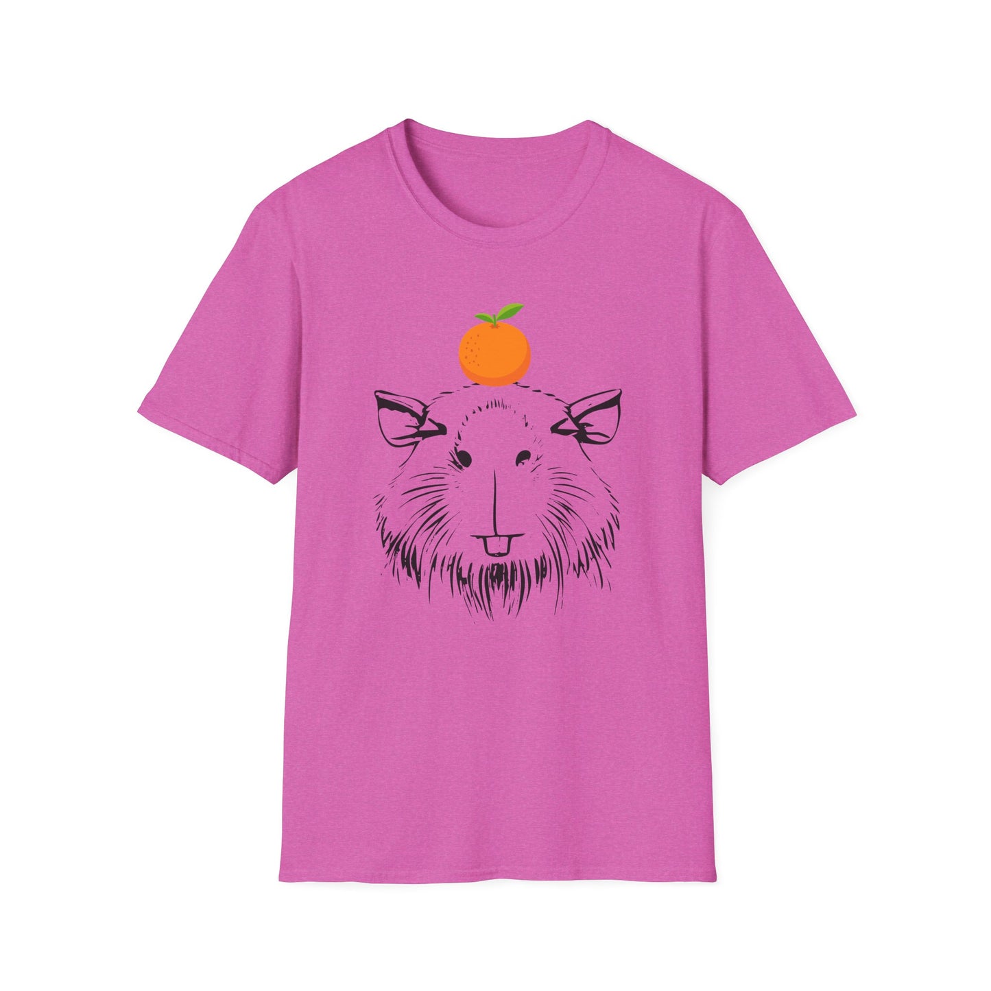 Capybara Softstyle T-Shirt with Orange on Head