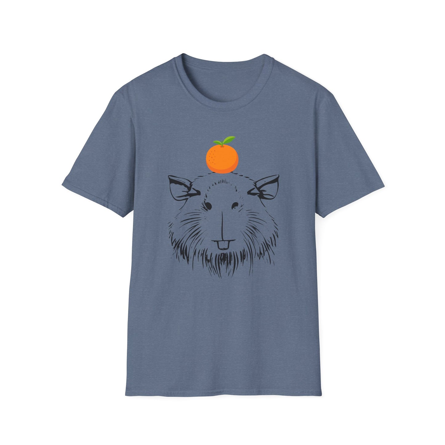 Capybara Softstyle T-Shirt with Orange on Head