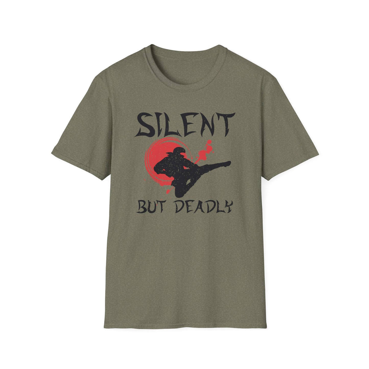 Silent But Deadly Funny Ninja Distressed-Look T-Shirt