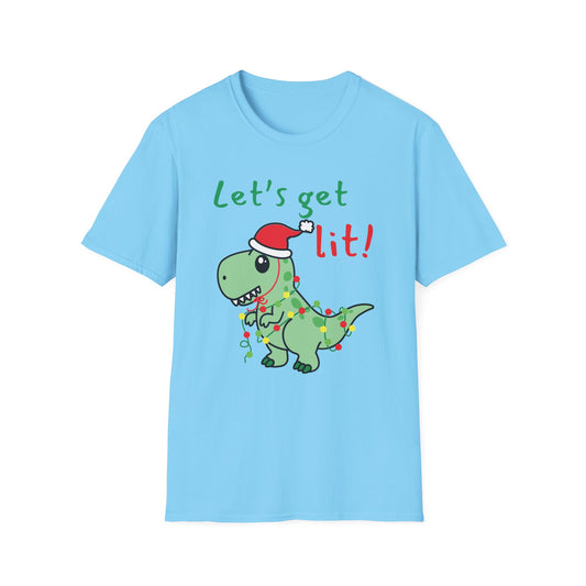 Christmas Dinosaur T-Shirt - Let's Get Lit!